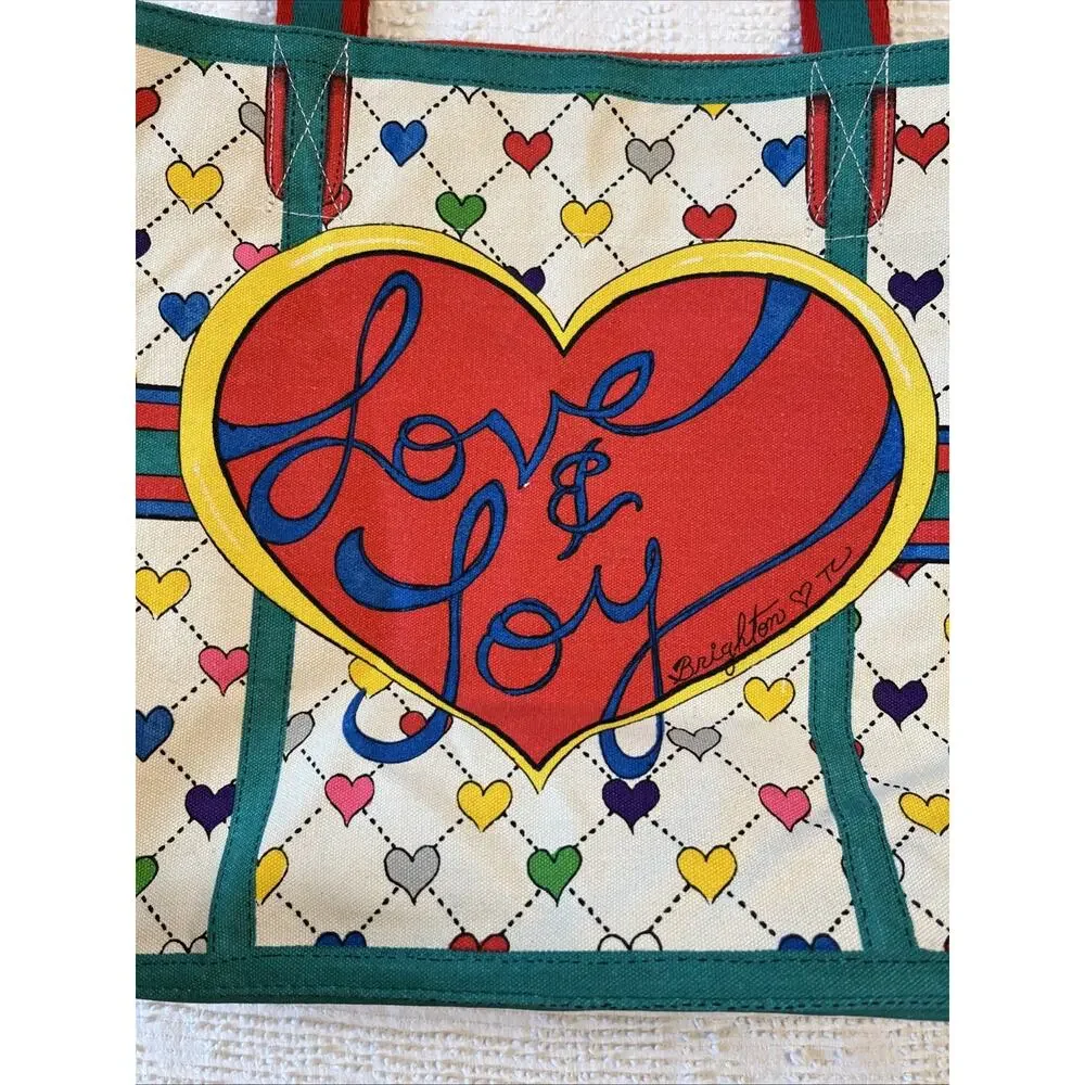 Brighton Love Joy Canvas Heart Tote Bag Joy Heart Tag Christmas Elf Shopping
